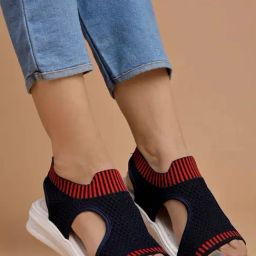 Shoetopia Women's Blue Back Strap Wedges-image-24