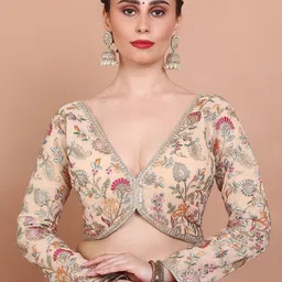 SALWAR STUDIO Embroidered V-Neck Saree Blouse-56