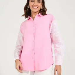 Styli Pink Striped Shirt-image-58