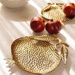 Pure Home and Living Gold Metal Pomegranate Decorative Platter - Large-33