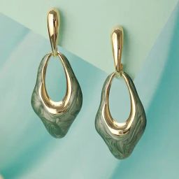 Saraf RS Jewellery Anti-Tarnish 18k Gold Plated & Emarald Enamelled Hollow Drop Earrings for Women-16