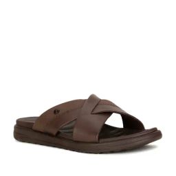 Bata Men's JONAS Brown Cross Strap Sandals-image-49