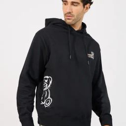 Styli Black Relaxed fit Printed Hooded Sweatshirts-image-93