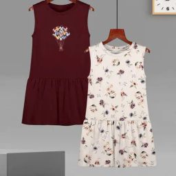 HELLCAT Girls Burgundy & Beige Floral Dresses-image-84