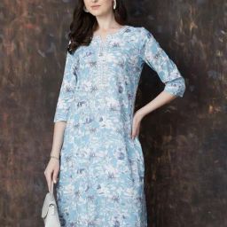 Melange By Lifestyle Blue Regular Fit Printed Kurta-image-96