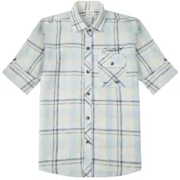 Cavio Boys Blue Cotton Comfort Fit Chequered Shirt-image-21