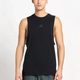 Adidas Black Slim Fit Logo Printed Tank Tee-image-78