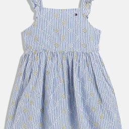 TOMMY HILFIGER Girls Blue Cotton Striped Dress-picture-11
