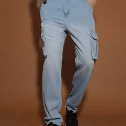 Belliskey Light Blue Slim Fit Lightly Washed Cargo Jeans-18