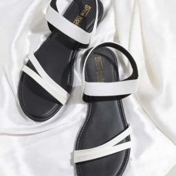 Shoetopia Kids White & Black Ankle Strap Sandals-image-93