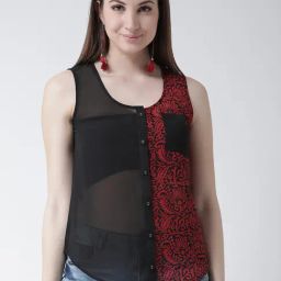 KASSUALLY Black & Red Color-Block Shirt-19