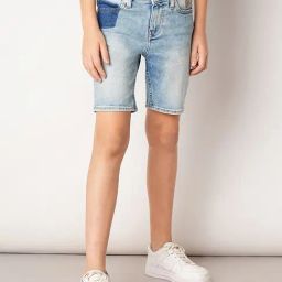 Jack & Jones Junior Light Blue Solid Denim Shorts-picture-42