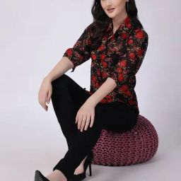 Scorpius Black Floral Casual Shirt-image-59