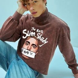 Bewakoof Maroon Loose Fit Graphic Print Oversized Sweatshirt-picture-10