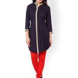 Kvsfab Women Navy Blue Solid Pathani Kurta-picture-35