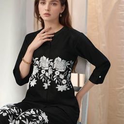Moda Rapido Embroidered Luxurious Viscose Rayon Fabric Tunic and Palazzo Set-42