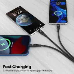 Portronics 3 in 1 Konnect J9 (Type C + 8 Pin + Micro USB) Cable 1.5 m Length with Changeable USB Head image 5