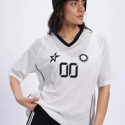 glitchez Printed Perforated Semi Sheer Oversized T-shirt-image-14