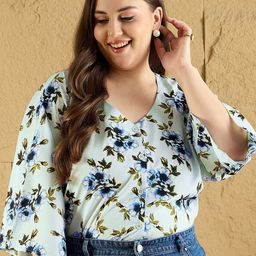 Berrylush Curve Floral Print Batwing Sleeve Top-image-35