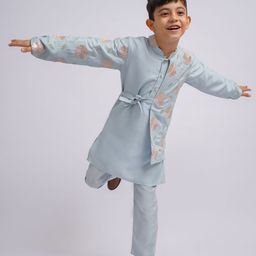 VASTRAMAY Boys Floral Embroidered Regular Kurta with Pyjamas-7