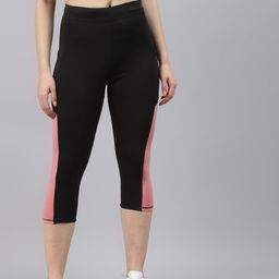Blinkin Women Black & Pink Mesh Paneled 3/4th Gym Tights-15