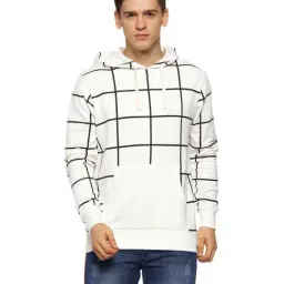 Campus Sutra White Regular Fit Chequered Hooded Sweatshirt-picture-27