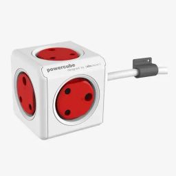 Allocacoc Powercube 6704/INEXPC 16A Power Adapter with Extension Cable (Red/White)-image-1