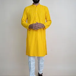 KUNDALI KAKSHAY Men Ethnic Motifs Embroidered Kurta with Churidar-picture-20