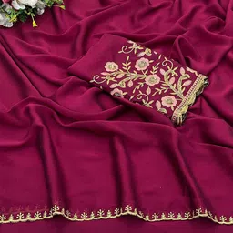 K 5 Fashion Embroidered Pure Chiffon Saree-picture-16