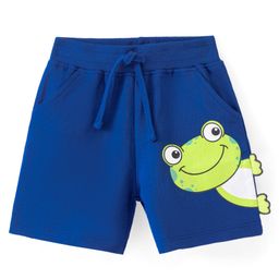 Babyhug Cotton Looper Mid Thigh Shorts Frog Embroidery - Navy Blue-image-15