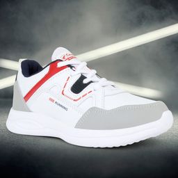 CHamps SHOES Colour Blocked Detailed Lace Tie Up Sport Shoes - White & Red-image-41