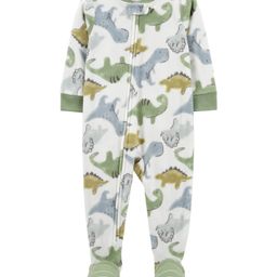 Carter's Knit Full Sleeves Sleep Suit With Dino Print - White-image-90