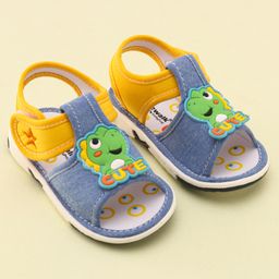 Cute Walk by Babyhug Slip On Sandals with Dino Applique & Velcro Closure - Denim-picture-18