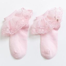 Kidofash Cotton Net & Floral Detailed Socks - Pink-image-92