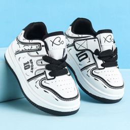 Babyoye Lace up Casual Shoes Text Print - Black-image-106