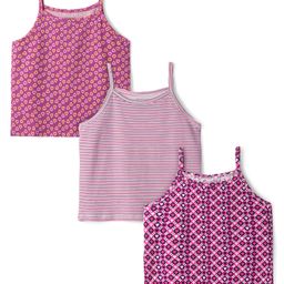 Pine Kids Cotton Knit Singlet Slips with Stripes & Heart Print Pack of 3 - Color May Vary-image-98