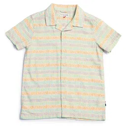 US Polo Assn Cotton Knit Half Sleeves Shirt With Brand Name Print - Green-picture-14