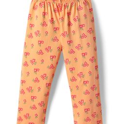 Tango Single Jersey Knit Capri Length Leggings With Floral Print - Orange-picture-39