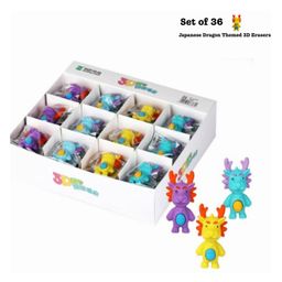 QIPS Japanese Dragon 3D Erasers for Kids - Set of 36 (Assorted colors)-18