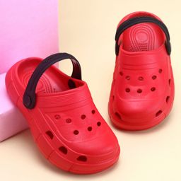 Pine Kids Solid Color Back Strap Closure Clogs - Red-picture-27
