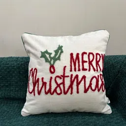 LUSHLYF White & Red Embroidered Cotton Square Cushion Covers-13
