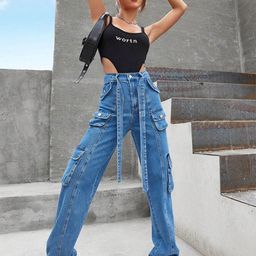 DressBerry Women Comfort Wide Leg High-Rise Light Fade Acid Wash Stretchable Jeans-image-5