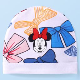 Babyhug Disney Interlock Knit Cap Mittens & Booties Set with Minnie Mouse Graphics - White image 2