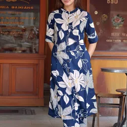 Aaghnya Women Floral Printed A-Line Kurta with Palazzos-11