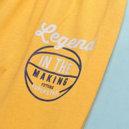 Taeko Single Jersey Full Length Track Pant with Ball & Text Print - Mustard image 3