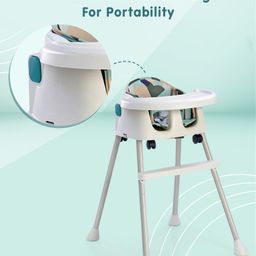 fab n funky 4 in 1 Convertible High Chair with Adjustable Height & Comfortable Seat - White image 4