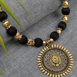 AKSHARA Black & Gold-Toned Statement Handcrafted Brass Necklace-image-36