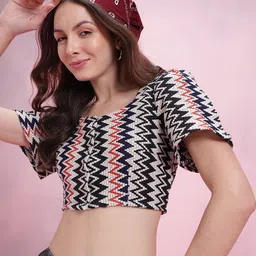 DressBerry Geometric Design Flared Sleeve Crochet Top-image-90