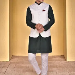 PRINTINDIA Mandarin Collar Straight Kurta With Trouser & Nehru Jacket-picture-46