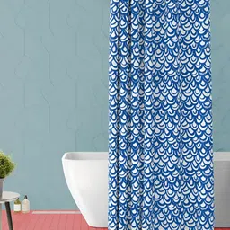 ArtzFolio White & Blue Geometric Printed Waterproof Shower Curtain-image-53